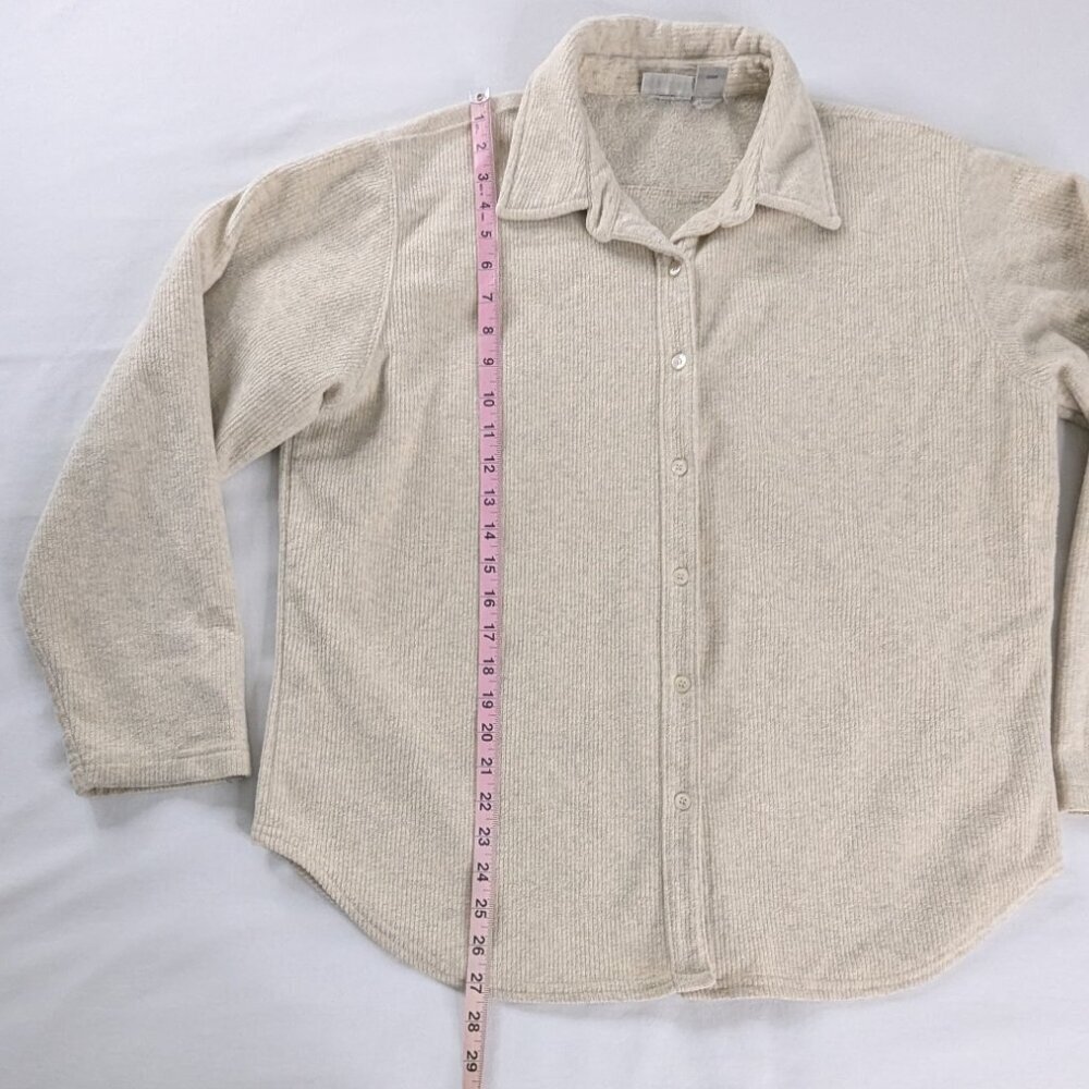 VTG Cream Ribbed Button Front Collared Shacket Jacket Shhirt - Picture 3 of 7